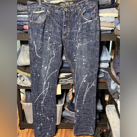 🔥 The HERITAGE By AMERICA 1776 Men’s Sz W38 X L34 Paint Splatter Denim Jeans - Picture 1 of 8